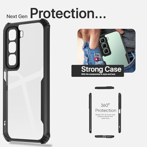 Image of Pikkme Crystal Clear Transparent Back Cover | Ultra Hyrbid | Full Camera Protection | Raised Edge | Bumper Case for Infinix Hot 50 (Black)