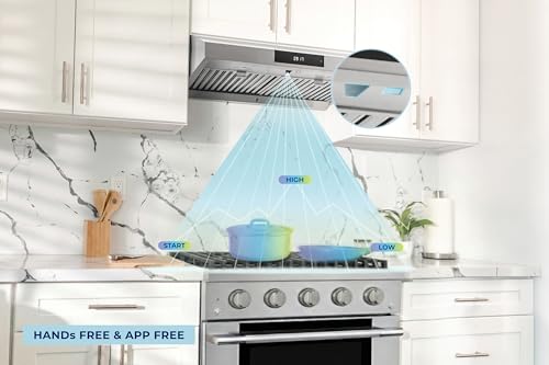Image of Hauslane PS19 Under Cabinet Range Hood 36 inch with Auto-Pilot Technology, Ducted Stainless Steel Kitchen Hood 860 CFM Dual Motor, Fully Automatic, Quiet Performance, Lifetime Motor Warranty