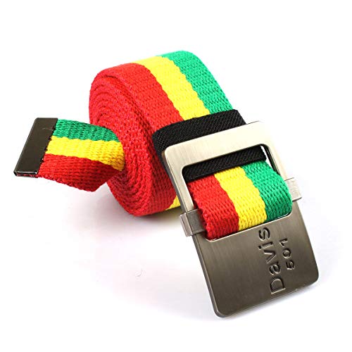 Image of VOARYISA Rasta RGY Jamaican Canvas Belt with Custom Styilish Buckle (Metal-3)