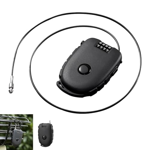 Antivol Rétractable à Code 4 Chiffres, Cadenas Câble Antivol Casque Moto Vélo Valise Sac ABS Acier Inoxydable Léger Portable Serrure Numérique Flexible Étanche Sécurisée pour Bagage Casier