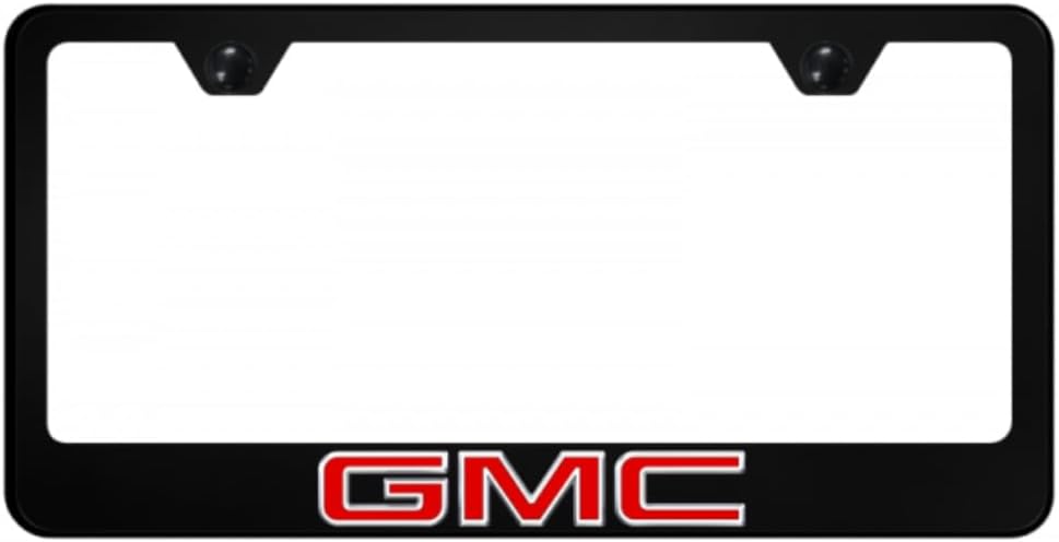 Au-Tomotive Gold Inc. Officially Licensed UV Print Logo on Black Polycarbonate License Plate Frame for GMC