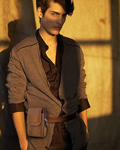 KSIBNW 7"Heuptas voor Mannen Canvas Riem Portemonnee Tas met 3 Zakken Heuptas Heuptasje Waterdichte Tactische Telefoonhouder Portemonnee Outdoor Heuptas met Riemclip voor maximaal 7 inch Telefoon - Image 3