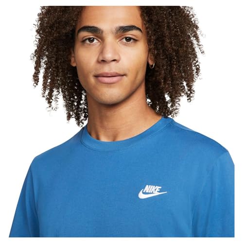 Nike Sportswear Club Herren-T-Shirt, Dk Marina Blue/White, AR4997-407, S