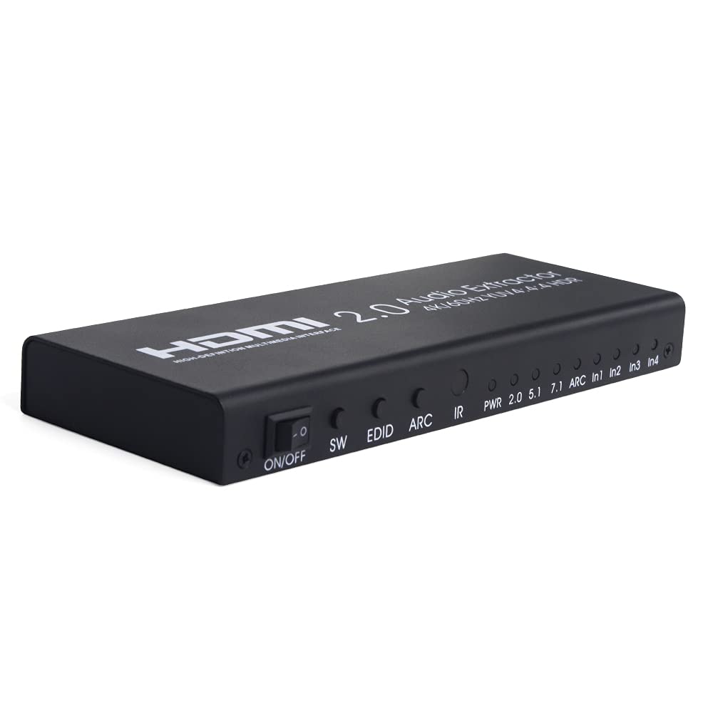 Extractor de Audio Digital 4K 60HZ HDMI 3,5 mm SPDIF Compatible con HDMI 2.0, YUV 4:4, 3D, HDCP 2.2, EDID, 600 MHz/18 Gbps, HD 1080P 4 en 1 Salida