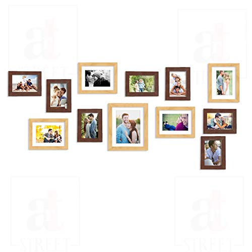 Image of Art Street Decorative Nebula Individual Set of 12 Brown & Beige Wall Photo Frames Wall Picture Frame Mix Size||4X6-7 Unit, 6X8-4 Units, 8X10-1 Unit||