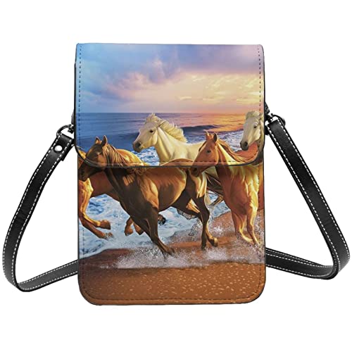 Sac à bandoulière chevaux plage : cadeau parfait pour fille avec pochette en cuir