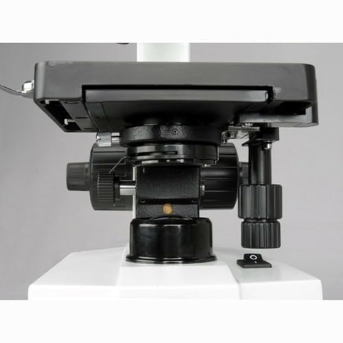 Image of AmScope M220A Monocular Compound Microscope, WF10x and WF16x Eyepieces, 40x-640x Magnification, Tungsten Illumination, Brightfield, 1.25 NA Abbe Condenser, Coaxial Coarse and Fine Focus, Mechanical Stage, 110V