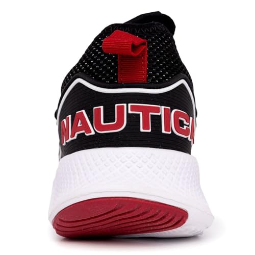 Nautica Men's Sneakers Slip-On Bungee Comfortable Casual Fashion Walking Shoes-Northview 2-Black Red-10.53