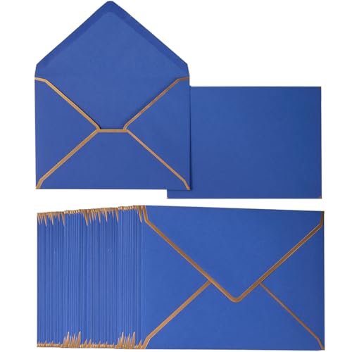 Sobres A4 azules autoadhesivos con borde dorado para evitar pegamentos en invitaciones