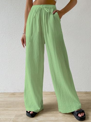 Image of Shasmi Women's Trousers | Wide Leg Casual Pants Featuring a Relaxed Silhouette | Secure fit for All-Day wear | Convenient Side Pockets | Straight-Leg Cut | Elegant Design | Premium (157)