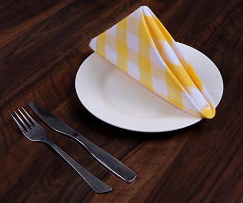 Amour Infini Buffalo Plaid Cloth Napkins | 12 Pack | 20 X 20 Inch | 100% Slub Cotton | Perfect For Restaurants, Events And Everyday Use | Durable And Highly Absorbent | Mitered Corners | Yellow #TOP3