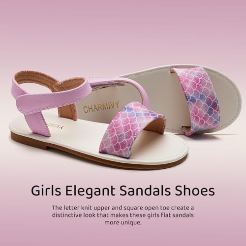 Image of Charmivy Girls Sandals Braided Upper Flat Dress Sandals Round Open Toe Summer Shoes Little Kid /Big Kid