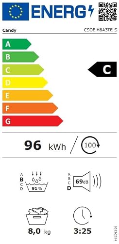 Candy Smart Pro Asciugatrice 8 Kg A Pompa Di Calore, Libera Installazione, Classe A+++, Wi-Fi + Ble, Controllo Da App, Programma Ciclo Lana, 58,5 X 59,6 X 85 Cm, Bianca - Csoe H8A3TE-S - 9
