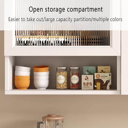 White Wood Medicine Cabinet with Glass Door - Wall-Mounted Storage Organizer for Bathroom & Kitchen, Over-The-Toilet Shelf, Stylish Hidden Handle Design, Ideal for Living Room & Kitchen Deco