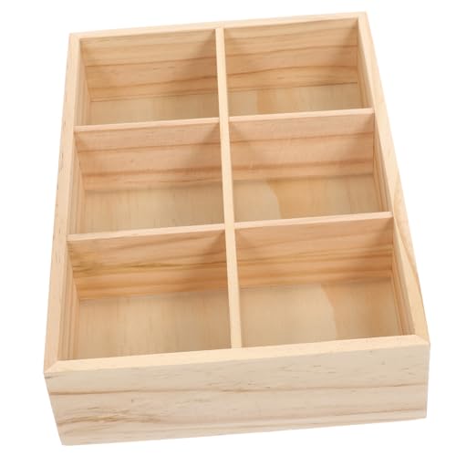 OUNONA Tea Bag Storage Case Wood Tea Bag Organizer 6-section Dispenser Box for Capsules Sugar Condiments