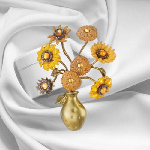 Image of White Magnolia Enamel Pin Sunflower Rose Gift Set | White Magnolia Enamel.Sunflower Fine Pins.Brooch Set for Women.Nature Floral Gift.Elegant