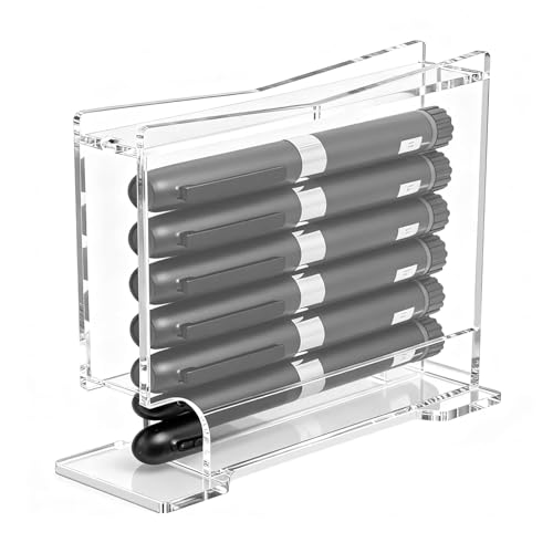 QVEEQ Estojo de caneta de insulina para geladeira, canetas de insulina para armazenamento de geladeira, 2,5 cm de largura, caixa de armazenamento de acrílico, portátil e flexível (caneta não incluída)