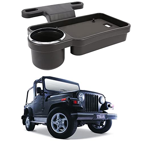 Image of Oshotto (FT-04) Foldable Car Auto Headrest Rear Back Seat Table Drink Food Cup Tray Holder Compatible with Mahindra Thar - Black