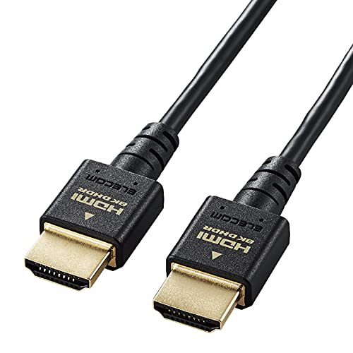 エレコム HDMI 2.1 ケーブル スリム ウルトラハイスピード 1m 【Ultra High Speed HDMI Cable認証品】 8K(60Hz) 4K(120Hz) 48Gbps 超高速 【 PS5 / PS4 Nintendo Switch 対応】 7680×4320 eARC VRR 黒 ブラック DH-HD21ES10BK