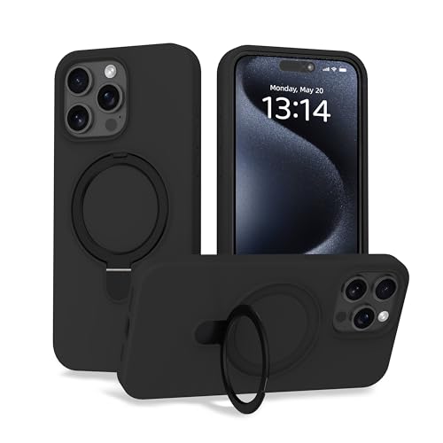 IAIYOXI Case for iPhone 12 Pro Max Case with Magnetic Invisible Stand - MagSafe Compatible Military Drop Tested Shockproof Silicone Cover for Women and Men (6.7 2020) - iPhone 12 Pro Max Black