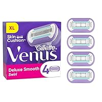 Gillette Venus Deluxe Smooth Swirl Rasierklingen für Rasierer Damen, 4 Ersatzklingen für Damenrasierer mit 5-fach Klinge, die für eine anhaltend extra glatte Rasur sorgen