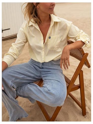 GORGLITTER Women's Striped Button Down Shirts Tie Cuff Long Sleeve Dressy 2025 Business Work Blouse4