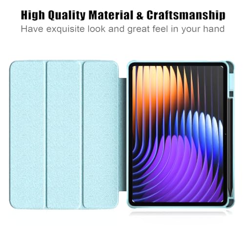 Image of MOCA Case for Xiaomi Mi Pad 8 /8 Pro /Pad 7 / Pad 7 Pro 11.2 inch, Smart Flip Case with Pen Holder, Trifold Stand, Magnetic Auto Sleep Wake, Hard Back Protection (Aqua Blue)