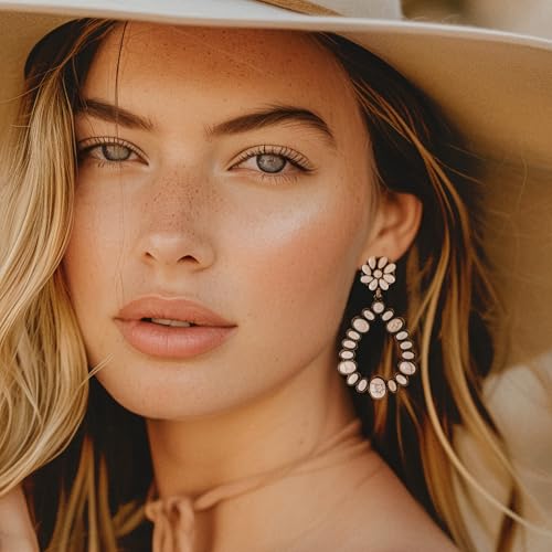 Rustic Couture's Western Turquoise Earrings for Women Statement Western Country Jewelry2