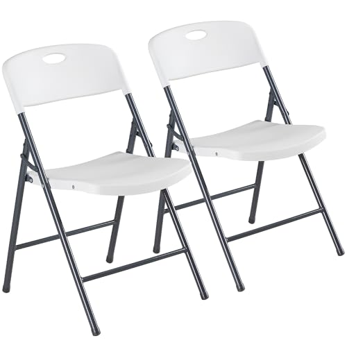 DUMOS 2 Pack Folding Chairs Heavy Duty - Plastic Stackable Portable Dining Chairs Set, Wedding, Party, Patio, Garden...