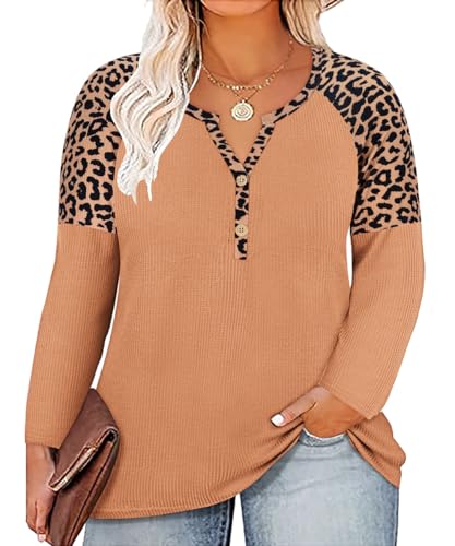 Image of CARCOS Plus Size Tops for Women Long Sleeve Raglan V Neck T Shirts Tunic Fall Blouse Xl-5Xl 14W -28W