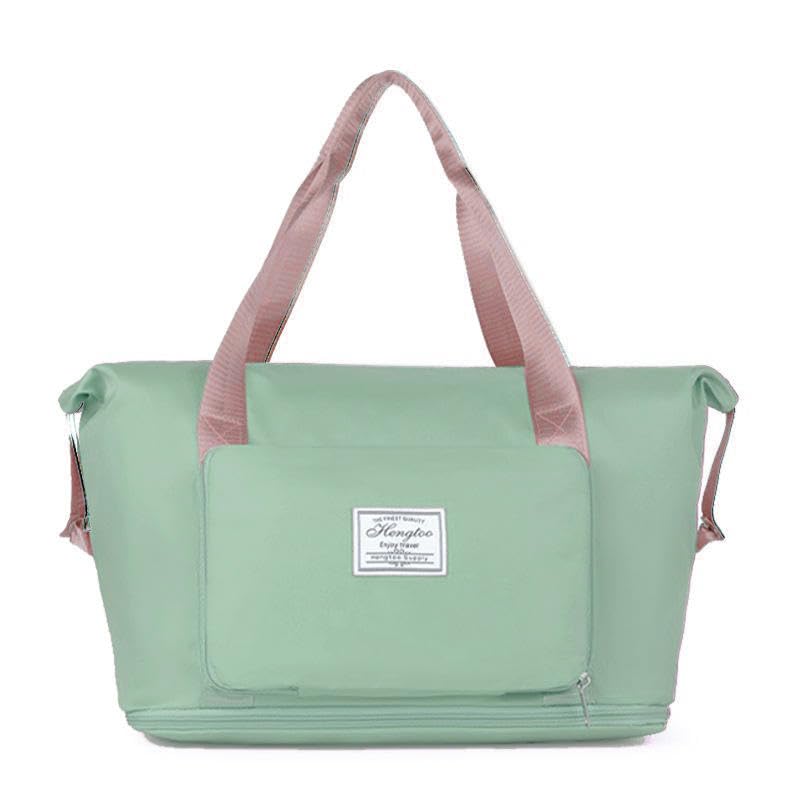 WildHorn Nylon Duffel Bag for Women | Folding Carry-on Expandable Large Capacity DurableLightweight Travel & Gym Duffel with Front Zipper Pocket (Pista Green)
