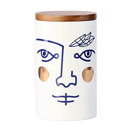 Tarro de cerámica con Tapa de Madera, diseño Moderno, Estilo artístico, para Servir té, café, Especias y más, Color Rosa.