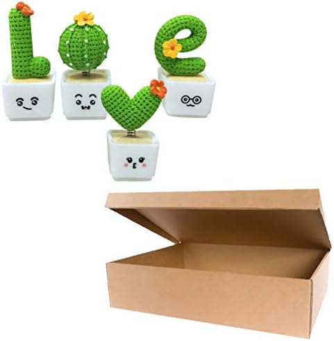 PRETYZOOOM, 4 mini statuette ornamentali in resina Love Cactus modello scultura piante artificiali decorazione per casa ufficio Capodanno compleanno Pasqua Hawaii Party tavolo decorazione verde