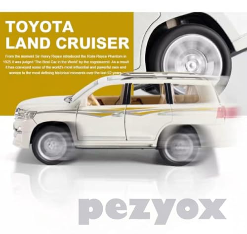 Image of Toyota Land Cruiser SUV 1:24 Big Size Diecast Scale Model Alloy Metal Pull Back Toy car for Kids with Openable Doors & Light, Music Toy Vehicle for Kids (White)