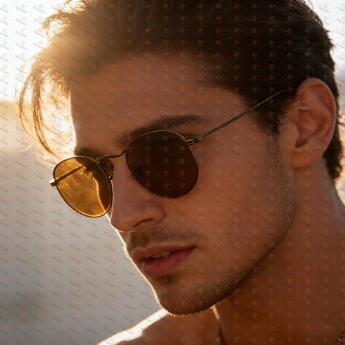 Image of Kursan Small Round Metal Polarized Sunglasses for Men Women Mirrored Lens Classic Circle Sun Glasses
