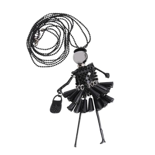 Holibanna Collier Long Femme Pendentif Petite Poupée Multicolore En Cristal Chaîne Simple Pour Voyage Plage Noir
