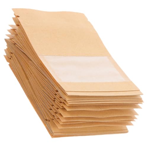 EXCEART 100個 小け袋 シード収納用クラフト紙封筒 透明窓付き 密封可能 耐水性 花卉野菜種子整理用 持ち運び便利 収納整理に適した多目的封