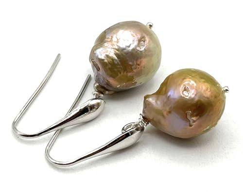 Boucles d'oreilles perles baroques marrons en argent 925 de fabrication italienne
