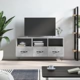 CINDERFUL TV-Schrank Betongrau 102x36x50 cm Holzwerkstoff,Moderner TVSchrank mit Stauraum aus Holzwerkstoff, Betongrau, für Wohnzimmer TV-Möbel, TV-Bänke