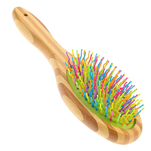 CORHAD Wooden Handle Comb for Dogs Rainbow Pet Grooming Tool Dematting Brush Safe Fashionable Design