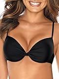 RELLECIGA Women's Black Push Up Bikini Top Twist Front Underwire Bathing Suit Size Medium