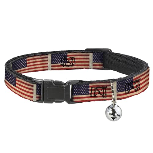 Collar de gato con bandera americana ajustable de 8 a 12 pulgadas 2