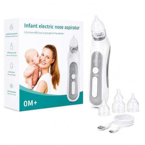 Image of ONESTA Electric Baby Nasal Aspirator | USB Rechargeable Nose Sucker with 3 Adjustable Suction Levels | 3 Soft Silicone Tips | Gentle Nose Cleaner for Newborn, Infant & Toddler