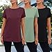 SUNBS Womens Summer Tops Short Sleeve T-Shirts Fashion 3 Pack Basic Tees Comfy Clothes Workout Casual Vacation Outfits 2026 RedGreenBlack L
