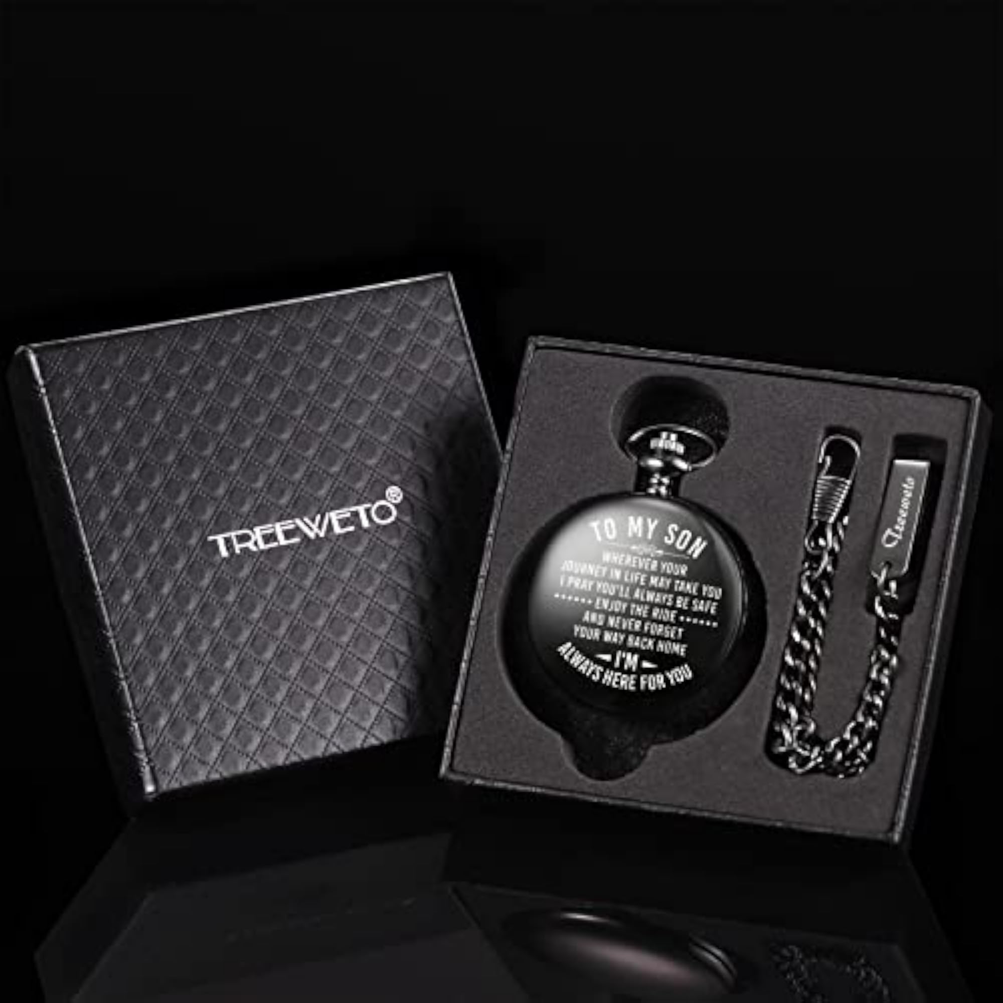 Engraved Pocket Watch Gifts for Son from Mom Dad, Unique Gift