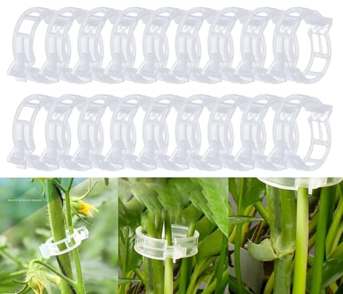 100PCS Plant Support Clips Garden Plant Support Plant Clips for Climbing Plants Vine Clips Flower Stem Clips for Fixing Tomatoes Vegetables Cucumbers (White)