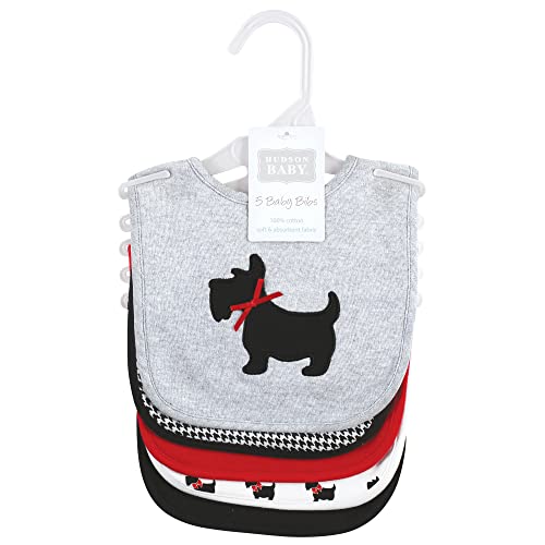 Image of Hudson Baby Unisex Baby Cotton Bibs, Scottie Dog, One Size