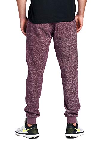 Image of ProGo Men's Casual Jogger Sweatpants Basic Fleece Marled Jogger Pant Elastic Waist