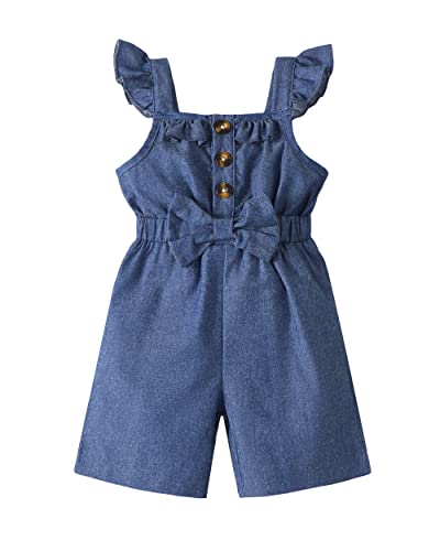 Xuanhao 12 Months Girl Clothes Girls 12 Months Baby Rompers Girls Summer Outfits Sleeveless Ruffle Jumpsuit One Piece 12-18 Months Girl Clothes Deep Blue #TOP8
