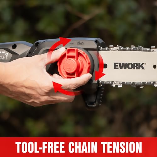 Image of EWORK Electric Pole Saws for Tree Trimming 20V 8-Inch Cordless Pole Chainsaw, Extension to 14.8-Ft, 4-Angle Adjustable Head, Tool-Free Tensioning with 2x2.0Ah Battery & Fast Charger